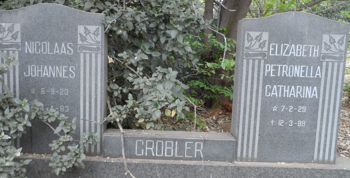 GROBLER Nicolaas Johannes 1923-1983 &amp; Elizabeth Petronella Catharina 1929-1989