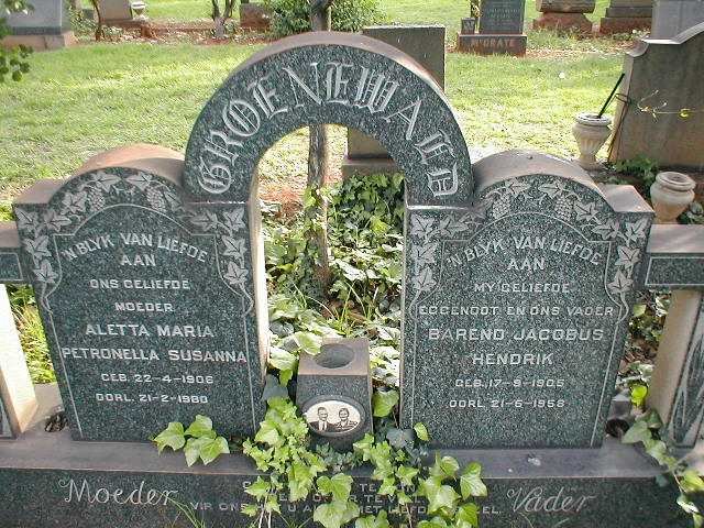 GROENEWALD Barend Jacobus Hendrik 1905-1958 &amp; Aletta Maria Petronella Susanna 1906-1980