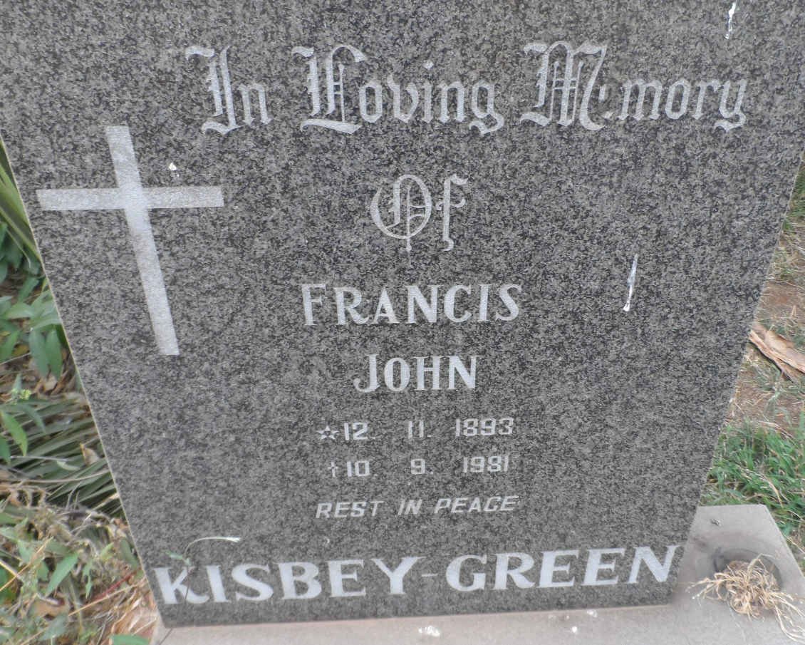 GREEN Francis John, Kisbey 1893-1981