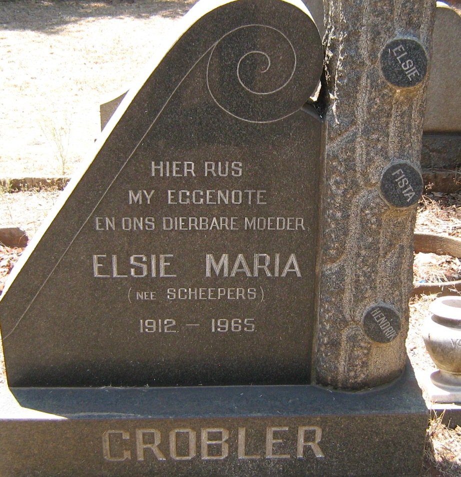 GROBLER Elsie Maria  nee SCHEEPERS 1912-1965
