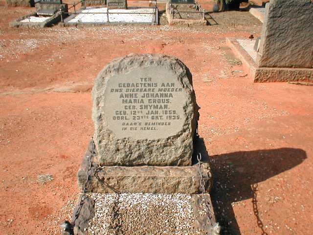 GROUS Anne Johanna Maria nee SNYMAN 185?-1935