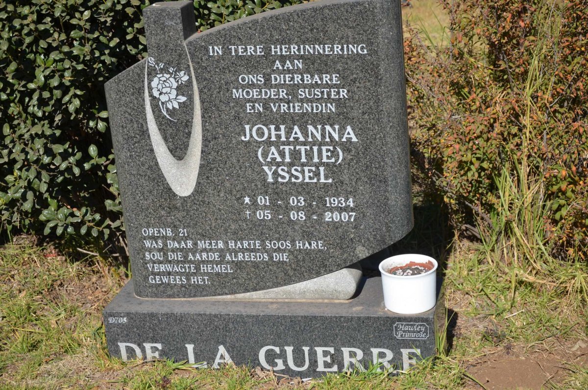 GUERRE Johanna Yssel, de la 1934-2007