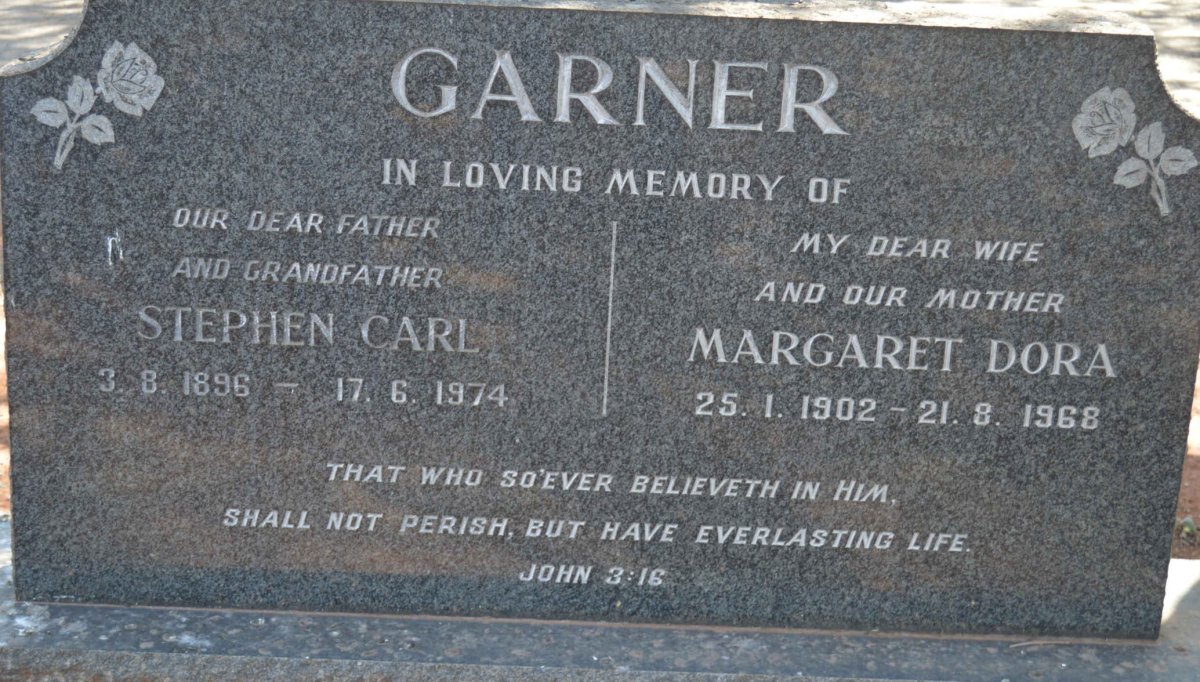 GARNER Stephen Carl 1896-1974 &amp; Margaret Dora 1902-1968