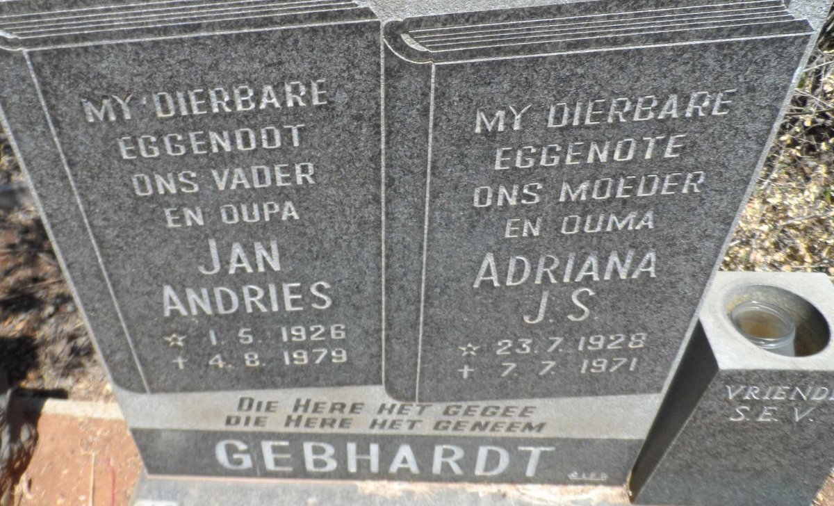 GEBHARDT Jan Andries 1926-1979 &amp; Adriana J.S. 1928-1971