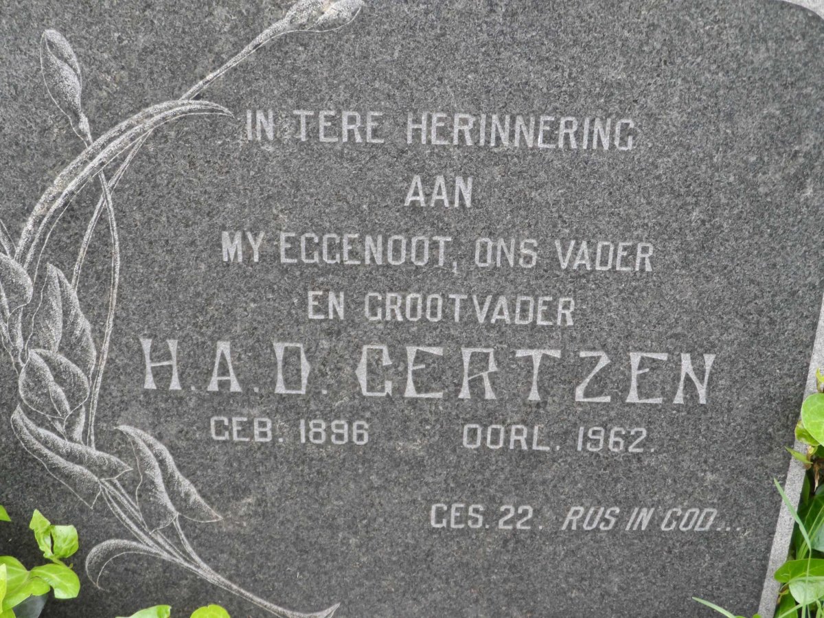 GERTZEN H.A.D. 1896-1962