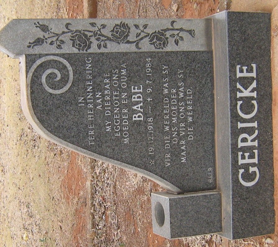 GERICKE Babe 1918-1984