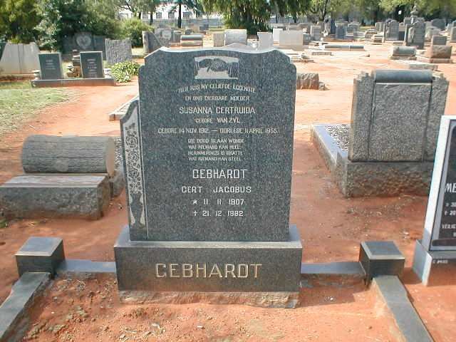 GEBHARDT Gert Jacobus 1907-1982 &amp; Susanna Gertruida van ZYL 1912-1955