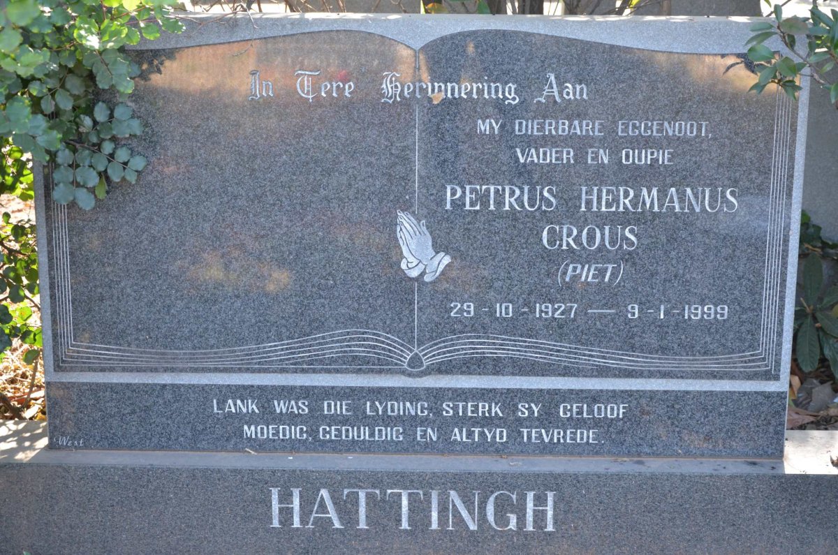 HATTINGH Petrus Hermanus Crous 1927-1999