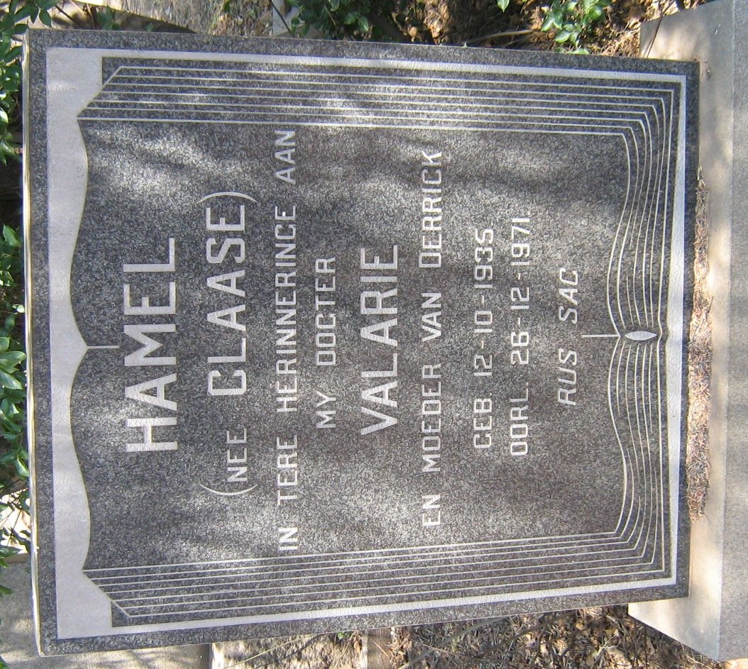 HAMEL Valarie nee CLAASE 1935-1971