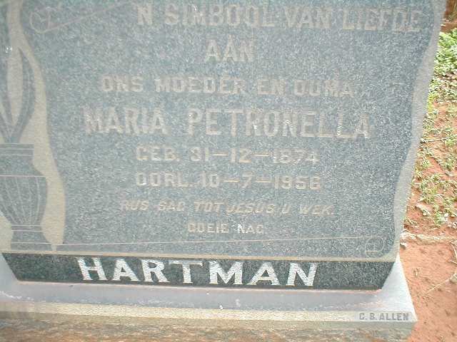 HARTMAN Maria Petronella 1874-1956