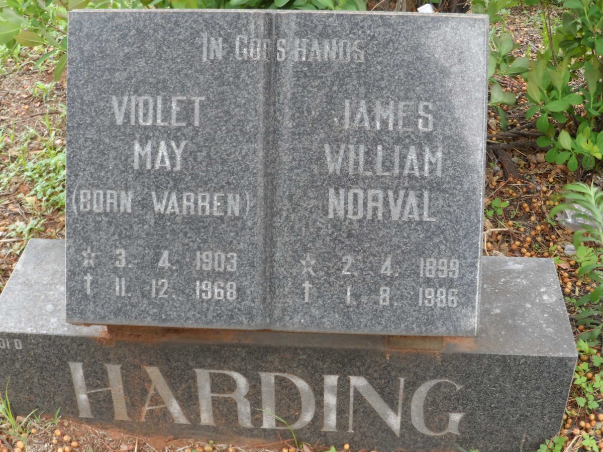 HARDING James William Norval 1899-1986 &amp; Violet May WARREN 1903-1968
