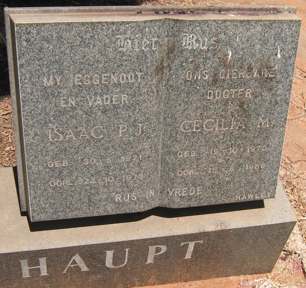 HAUPT Isaac P. J. 1921-1973 :: HAUPT Cecilia M. 1970-1986