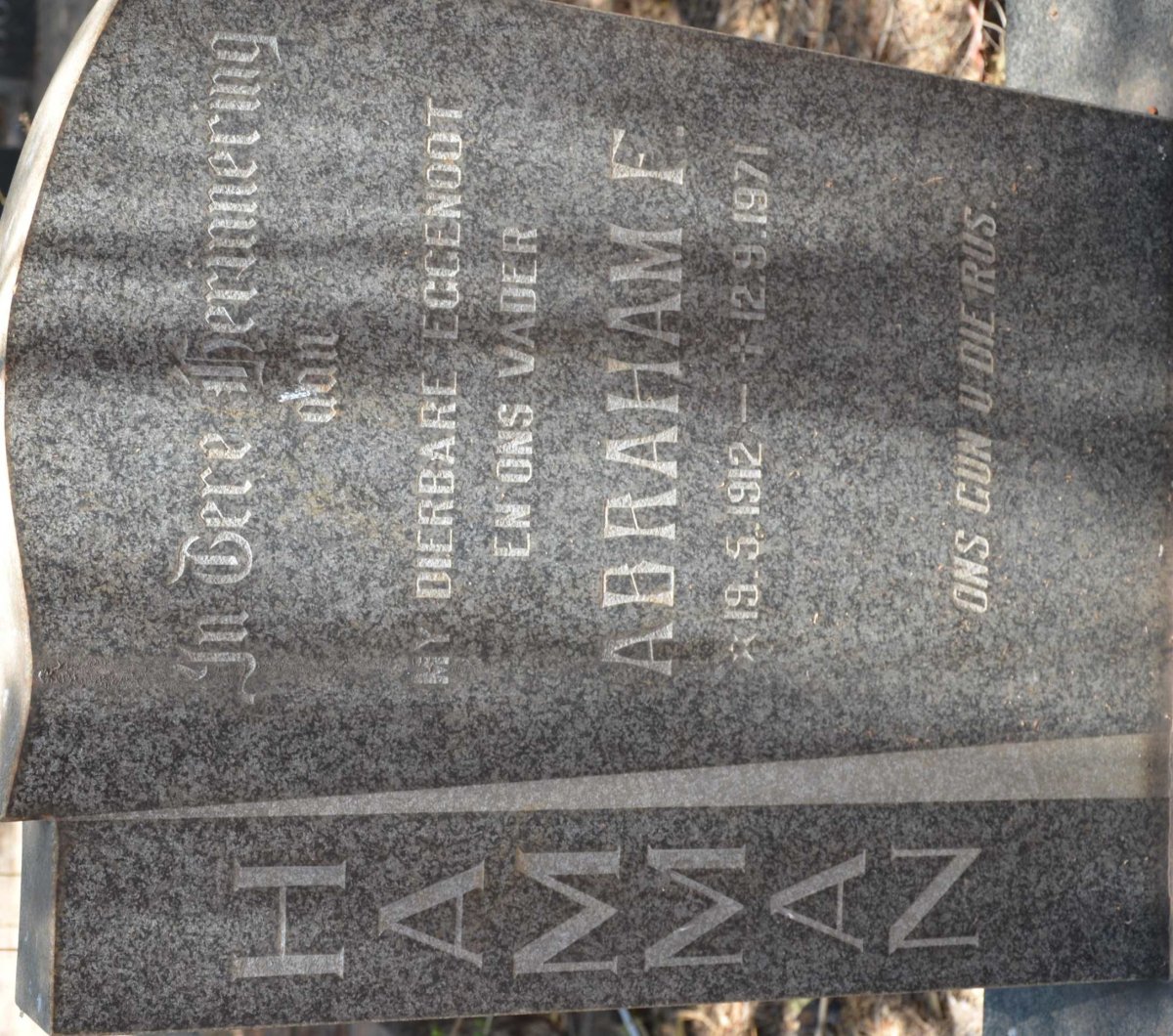HAMMAN Abraham F. 1912-1971