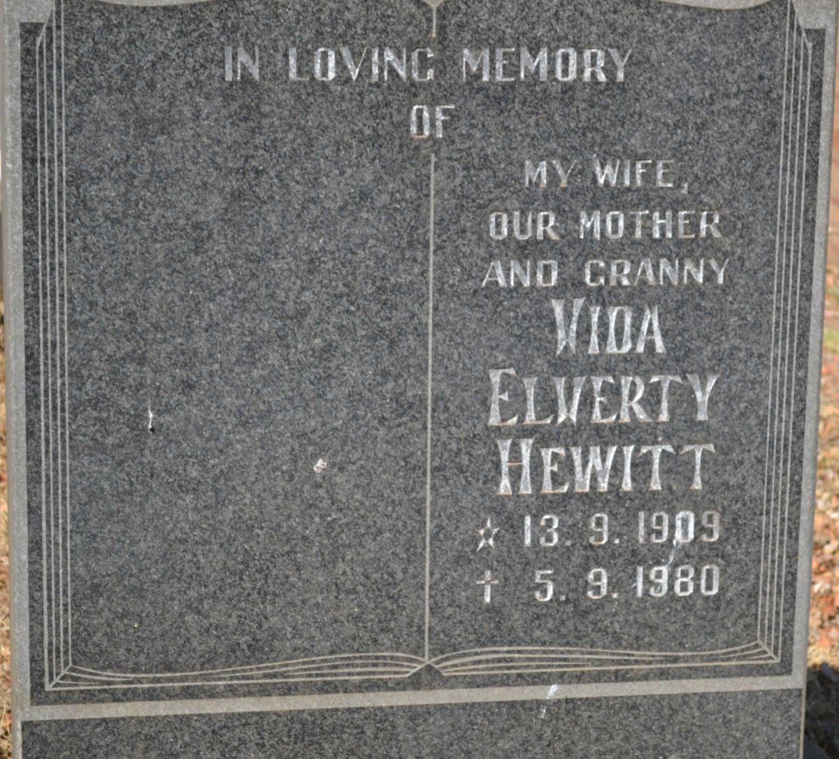 HEWITT Vida Elverty 1909-1980