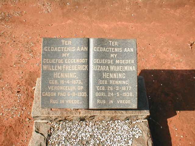 HENNING Willem Frederick 1873-1935 &amp; Suzara Wilhelmina HENNING 1877-1938