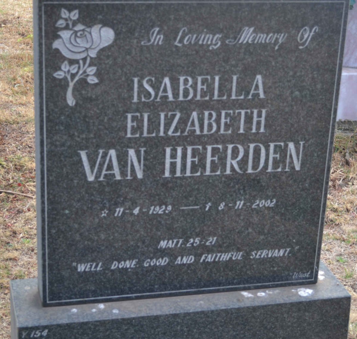 HEERDEN Isabella Elizabeth, van 1929-2002
