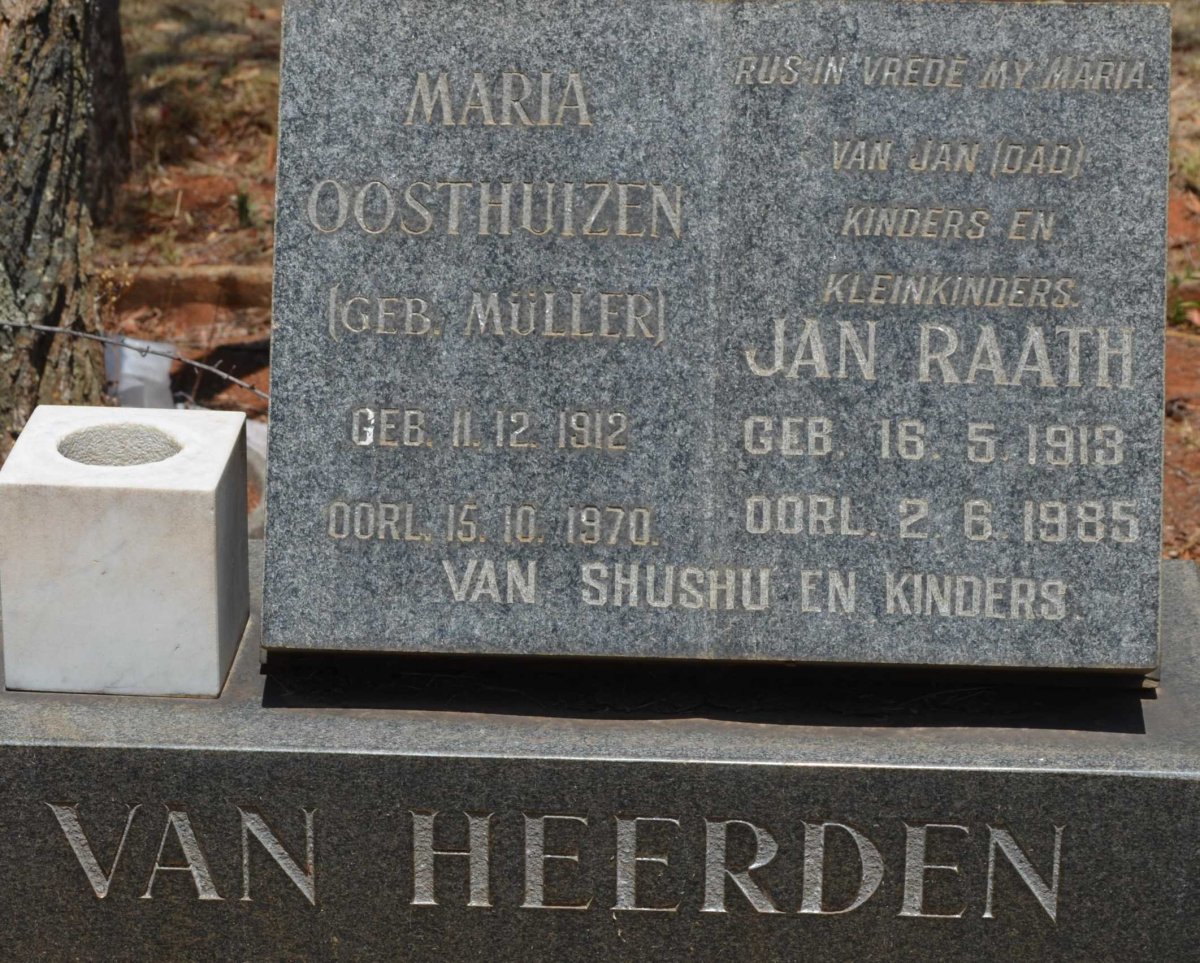 HEERDEN Jan Raath, van 1913-1985 &amp; Maria Oosthuizen MÜLLER 1912-1970