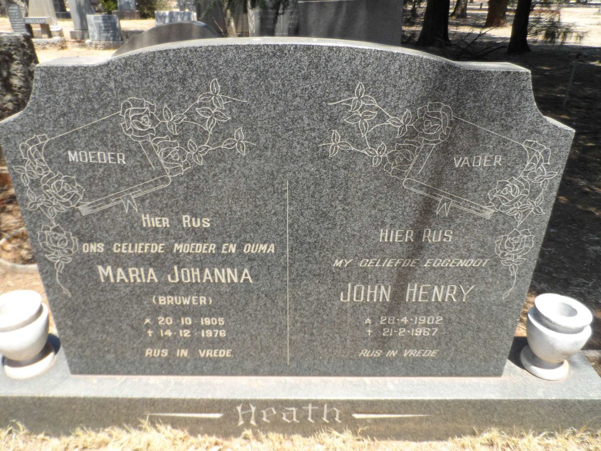 HEATH John Henry 1902-1967 &amp; Maria Johanna BRUWÉR 1905-1976