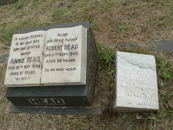 HEAD Robert -1942 &amp; Annie -1940 :: HEAD Dorothy Louisa -1972