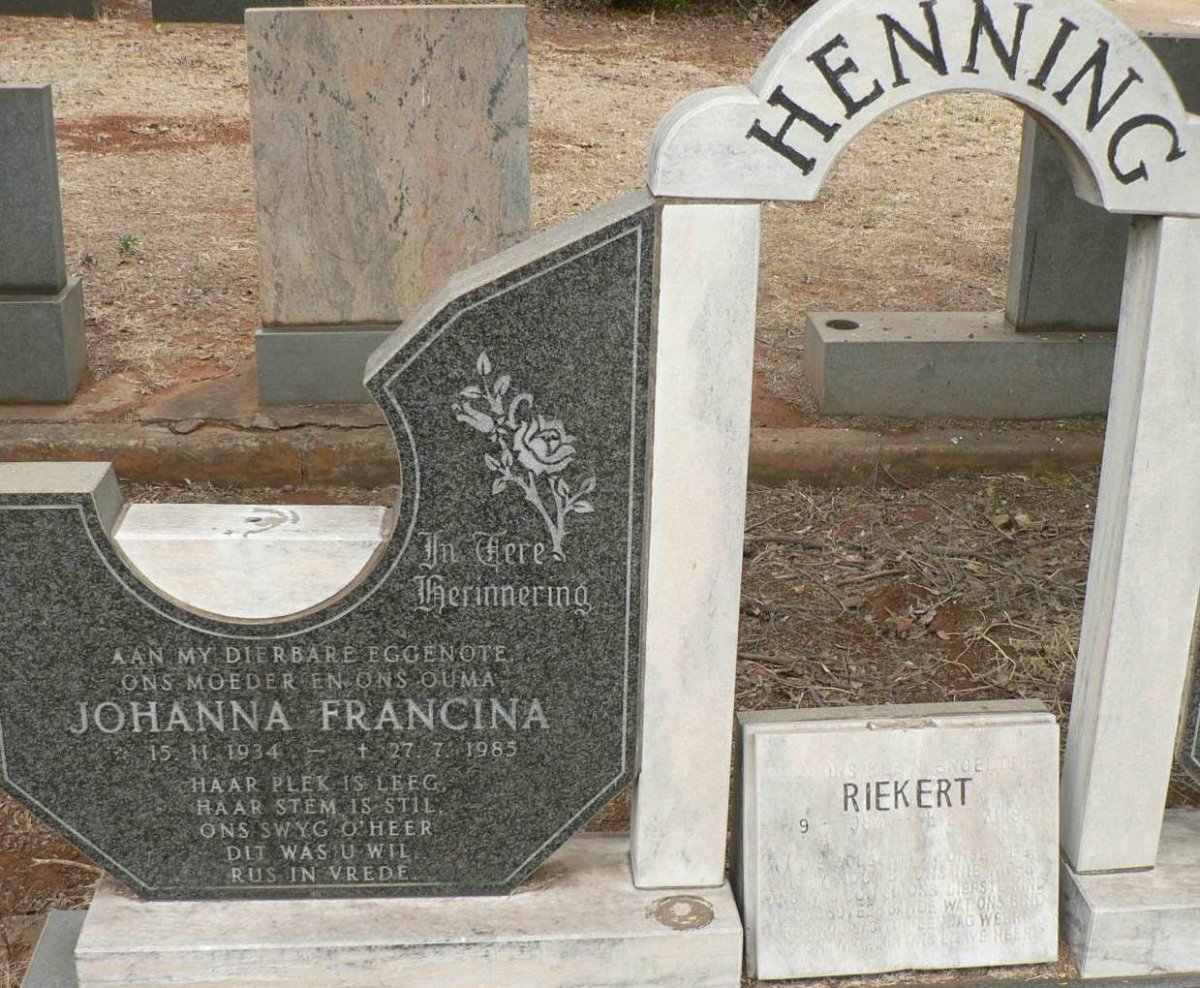 HENNING Johanna Francina 1934-1985 :: HENNING Riekert 1983-1985