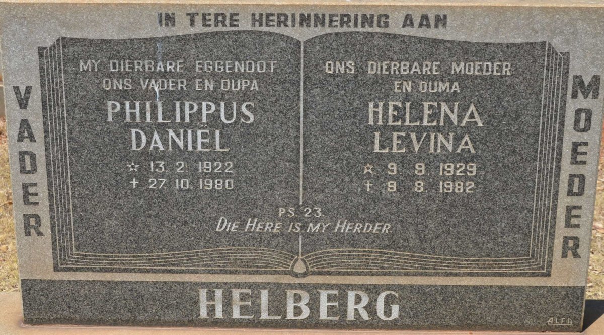 HELBERG Philippus Daniël 1922-1980 &amp; Helena Levina 1929-1982