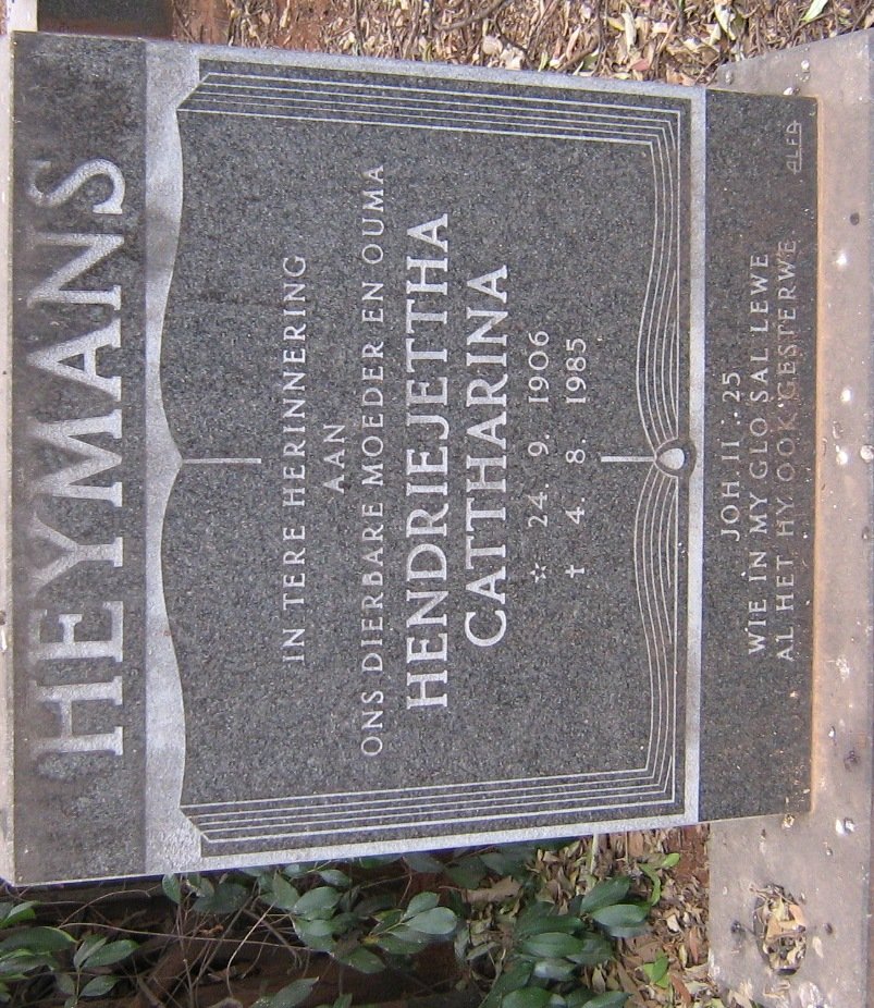 HEYMANS Hendriejettha Cattharina 1906-1985
