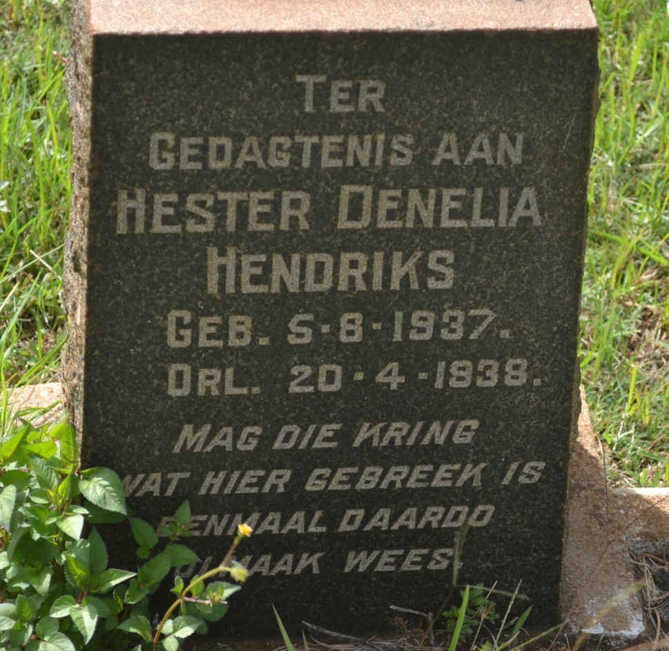 HENDRIKS Hester Denelia 1937-1938