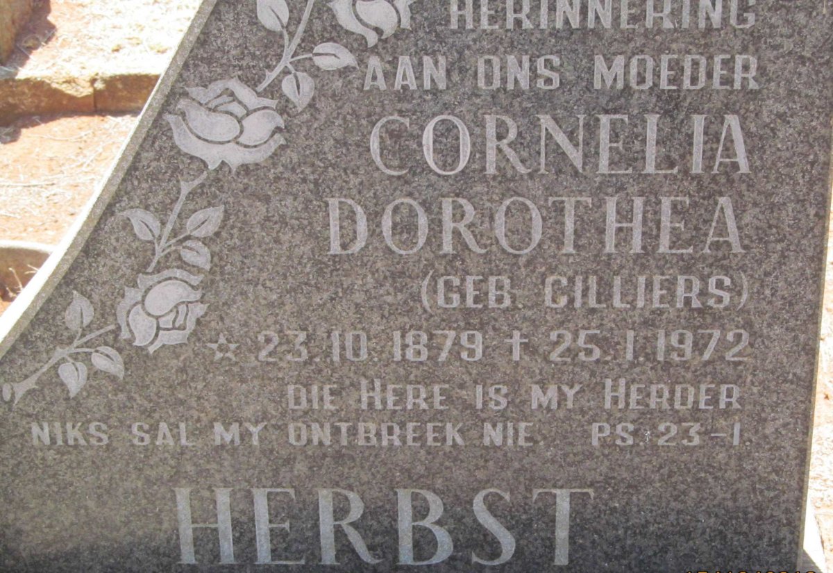 HERBST Cornelia Dorothea nee CILLIERS 1879-1972