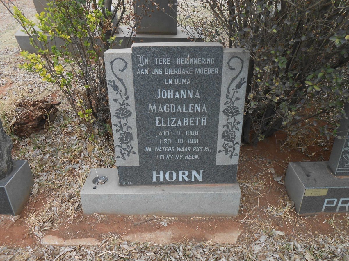HORN Johanna Magdalena Elizabeth 1888-1981