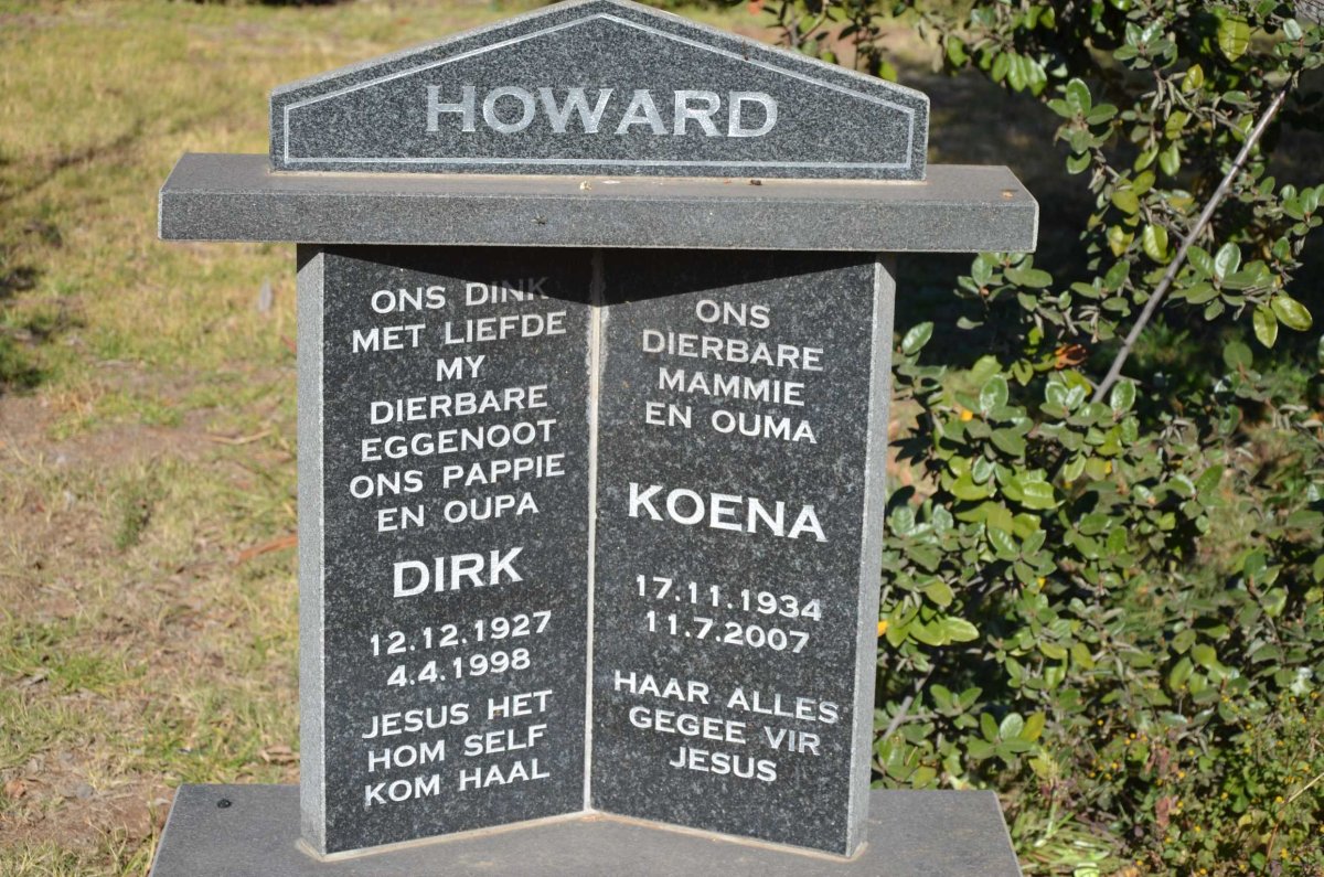 HOWARD Dirk 1927-1998 &amp; Koena 1934-2007