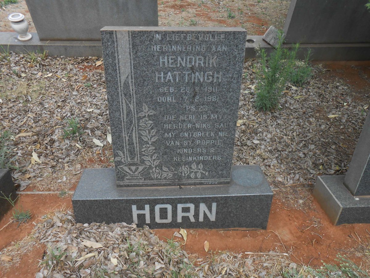 HORN Hendrik Hattingh 1911-1981