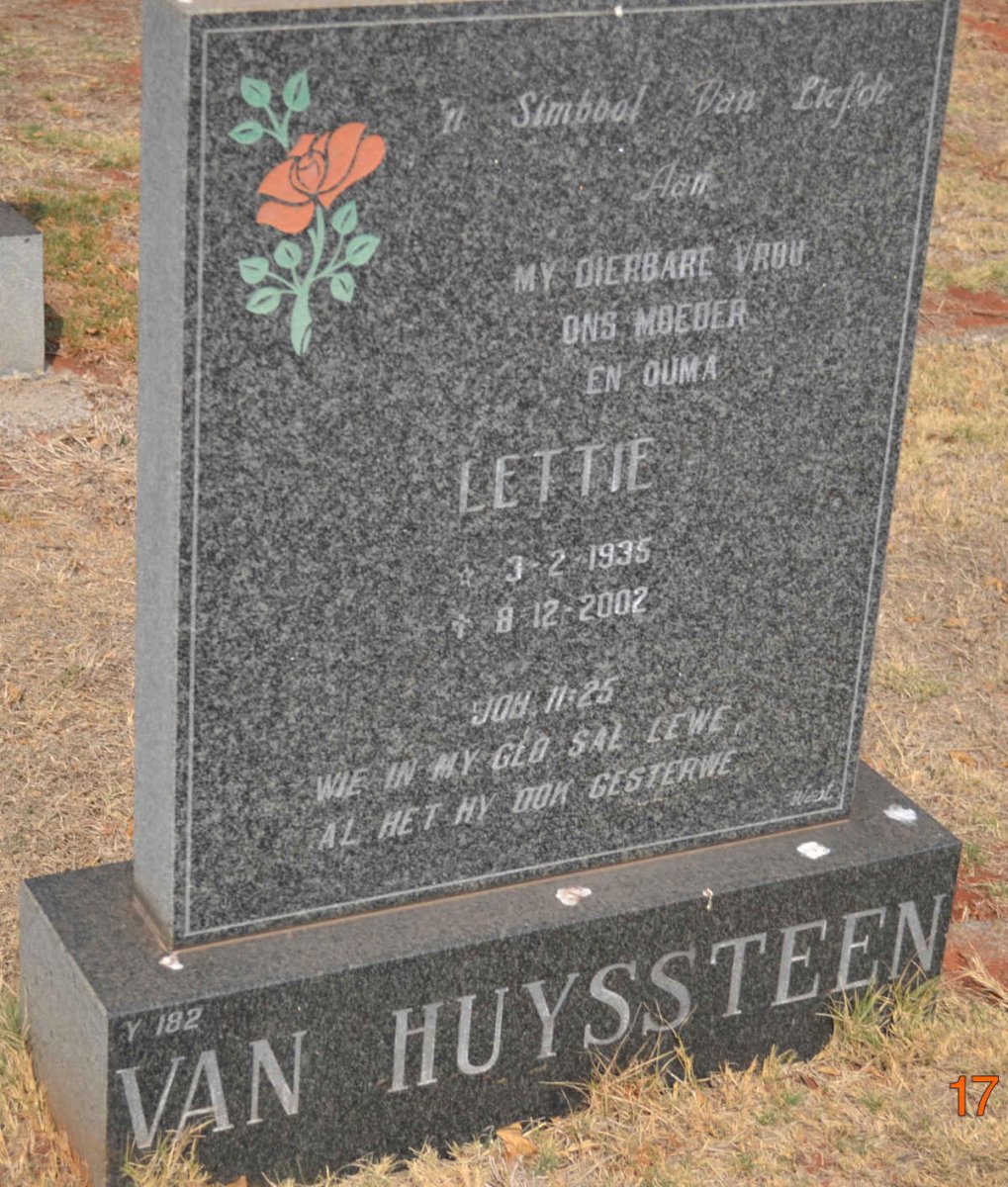 HUYSSTEEN Lettie, van 1935-2002