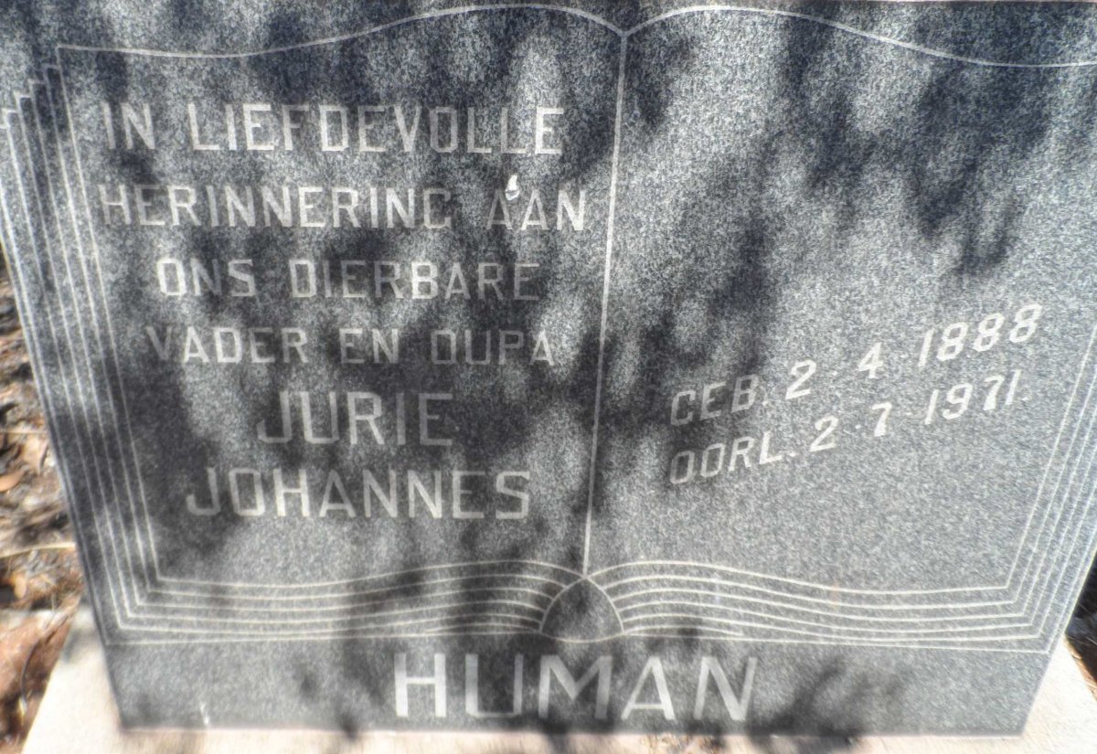 HUMAN Jurie Johannes 1888-1971