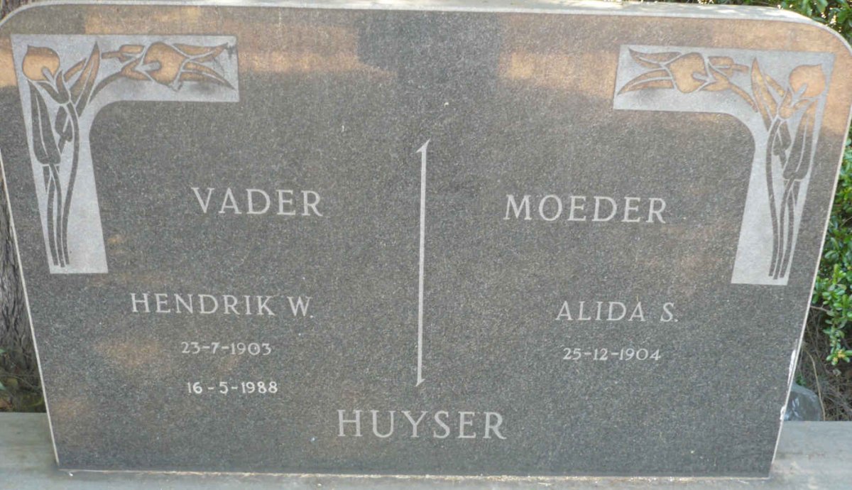 HUYSER Hendrik W. 1903-1988 &amp; Alida S. 1904-