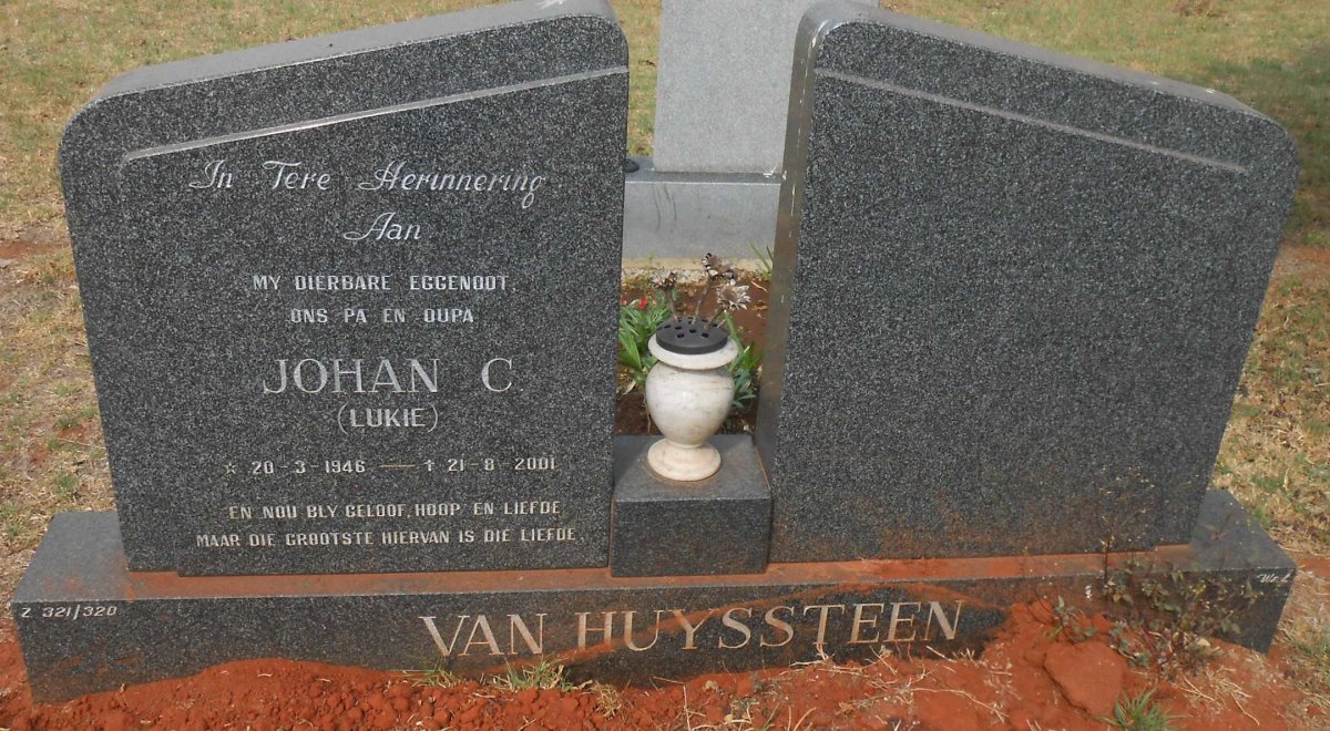 HUYSSTEEN Johan C., van 1946-2001
