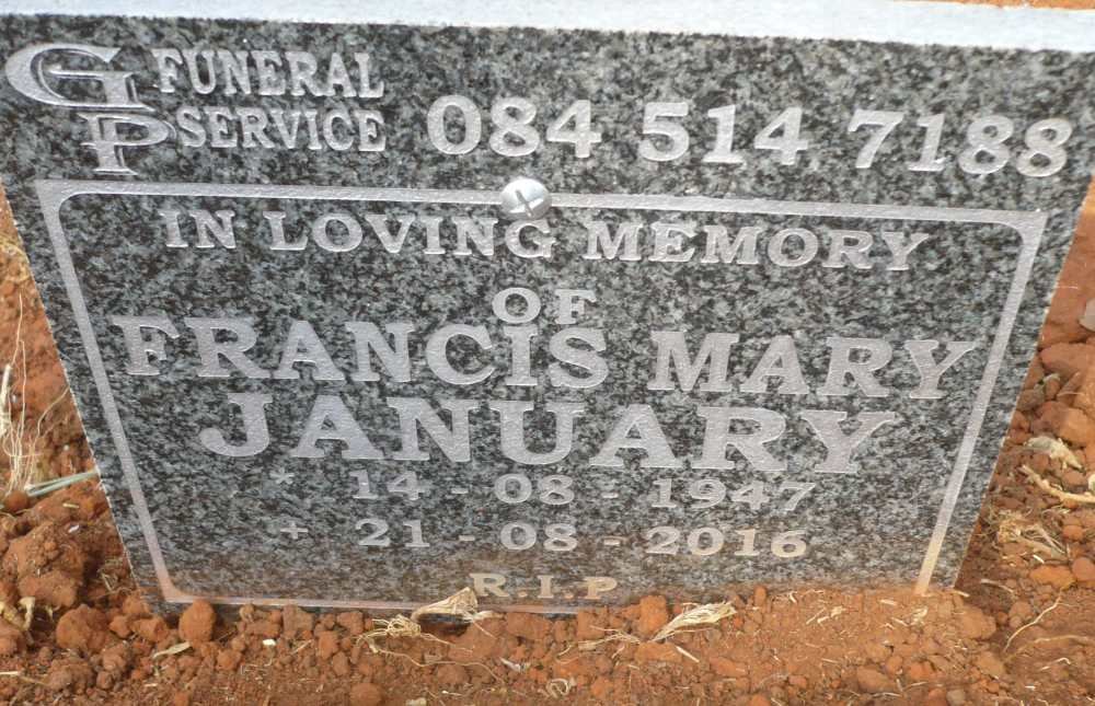 JANUARY Francis Mary 1947-2016