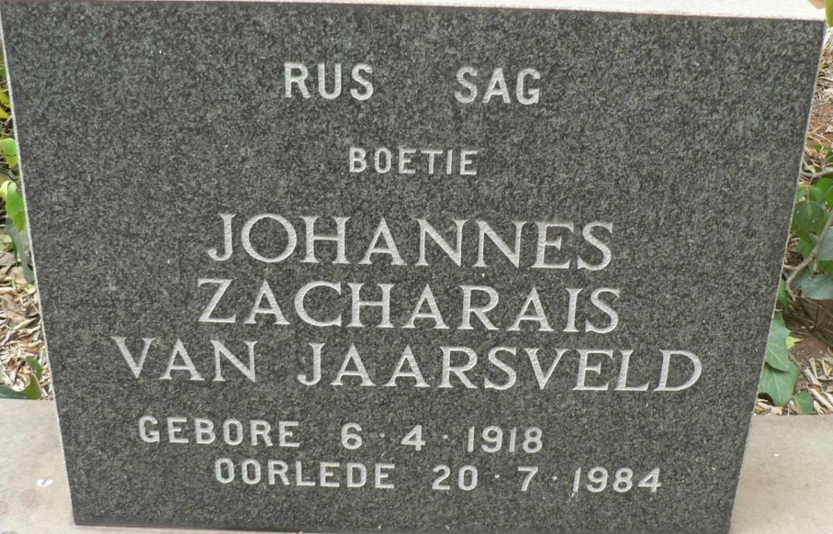 JAARSVELD Johannes Zacharais van 1918-1984