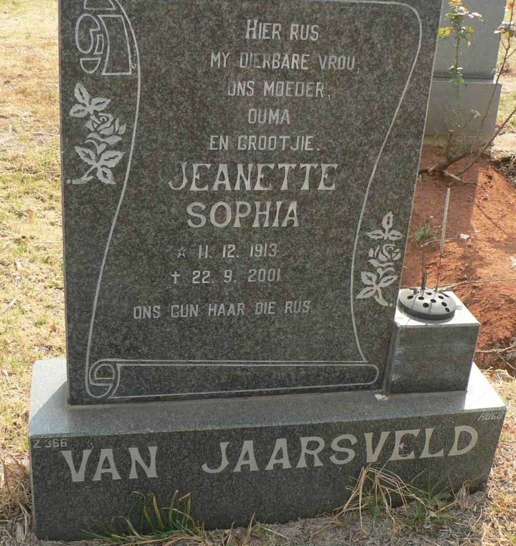 JAARSVELD Jeanette Sophia, van 1913-2001