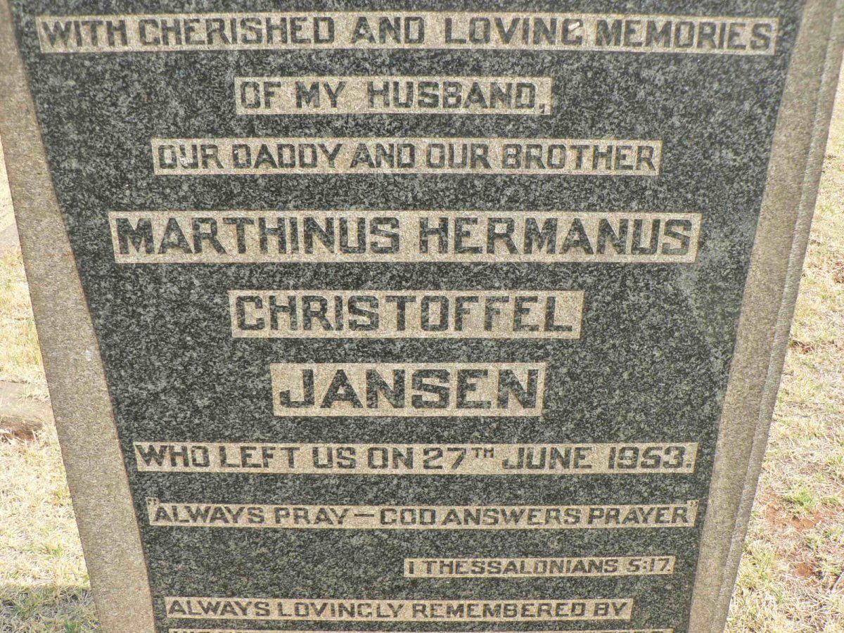 JANSEN Marthinus Hermanus Christoffel -1953