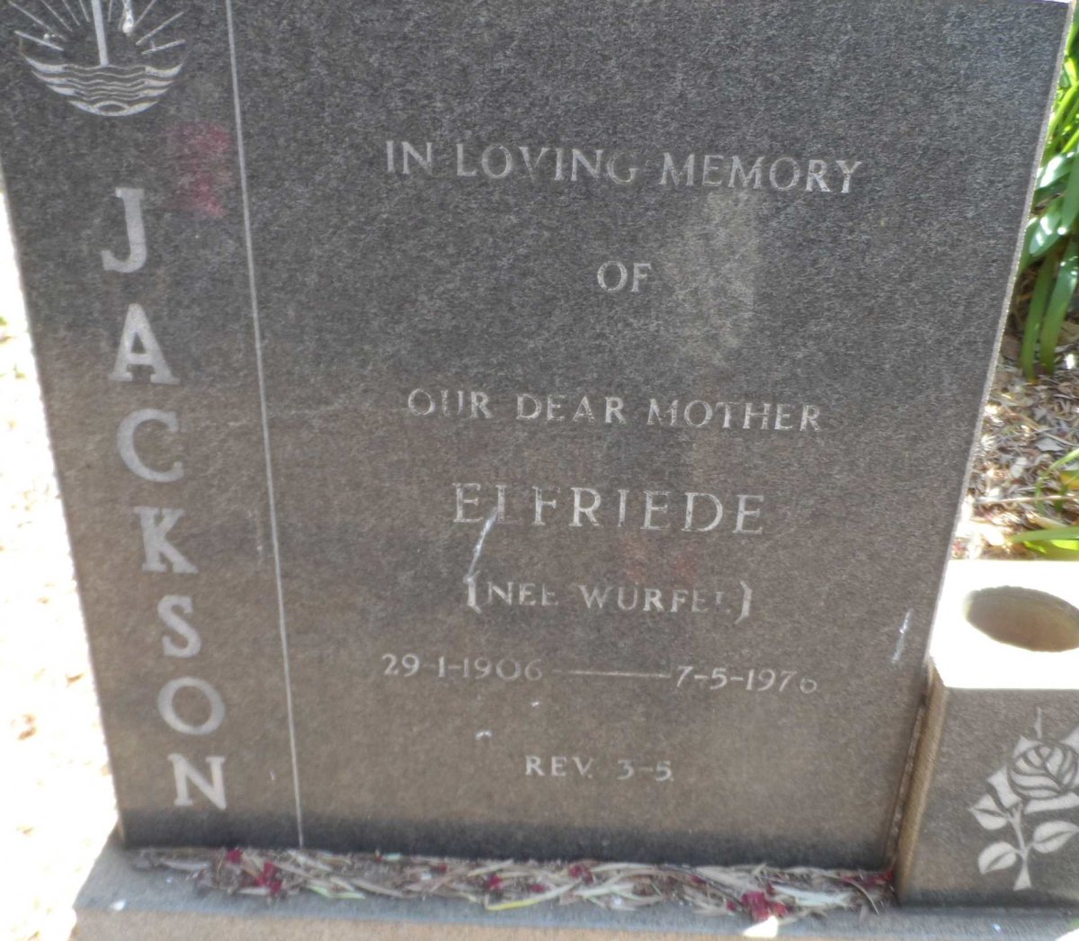 JACKSON Elfriede nee WURFEL 1906-1976