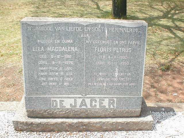 JAGER Floris Petrus, de 1902-1953 &amp; Ella Magdalena 1910-1976