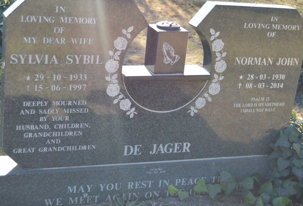 JAGER Norman John, de 1930-2014 &amp; Sylvia Sybil 1933-1997