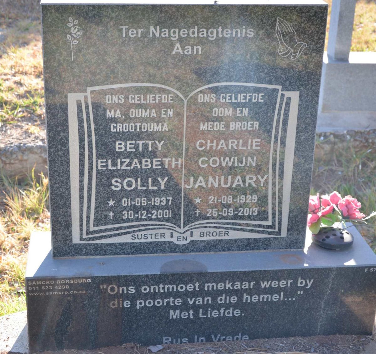 JANUARY Charlie Cowijn 1929-2013 :: SOLLY Betty Elizabeth 1937-2001