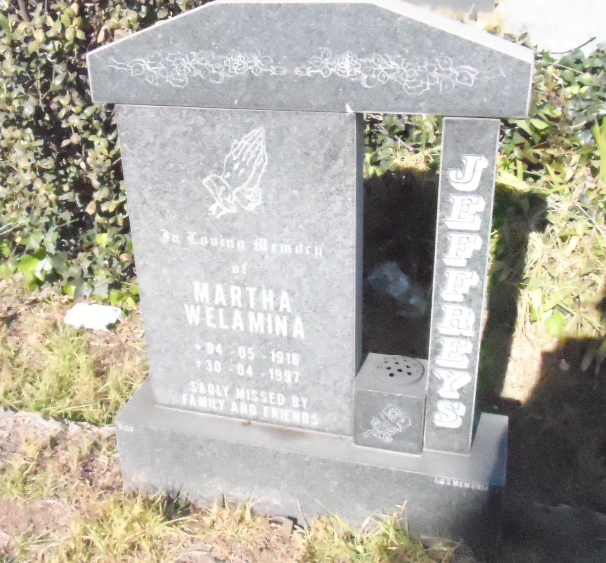 JEFFREYS Martha Welamina 1916-1997