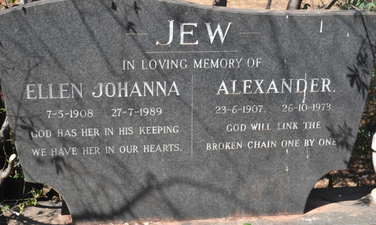 JEW Alexander 1907-1973 &amp; Ellen Johanna 1908-1989
