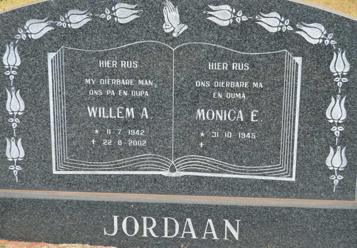 JORDAAN Willem A. 1942-2002 &amp; Monica E. 1945-