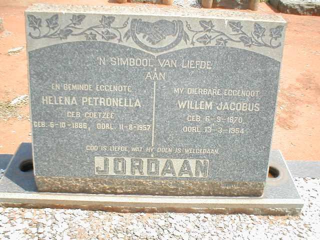 JORDAAN Willem Jacobus 1870-1954 &amp; Helena Petronella COETZEE 1886-1957