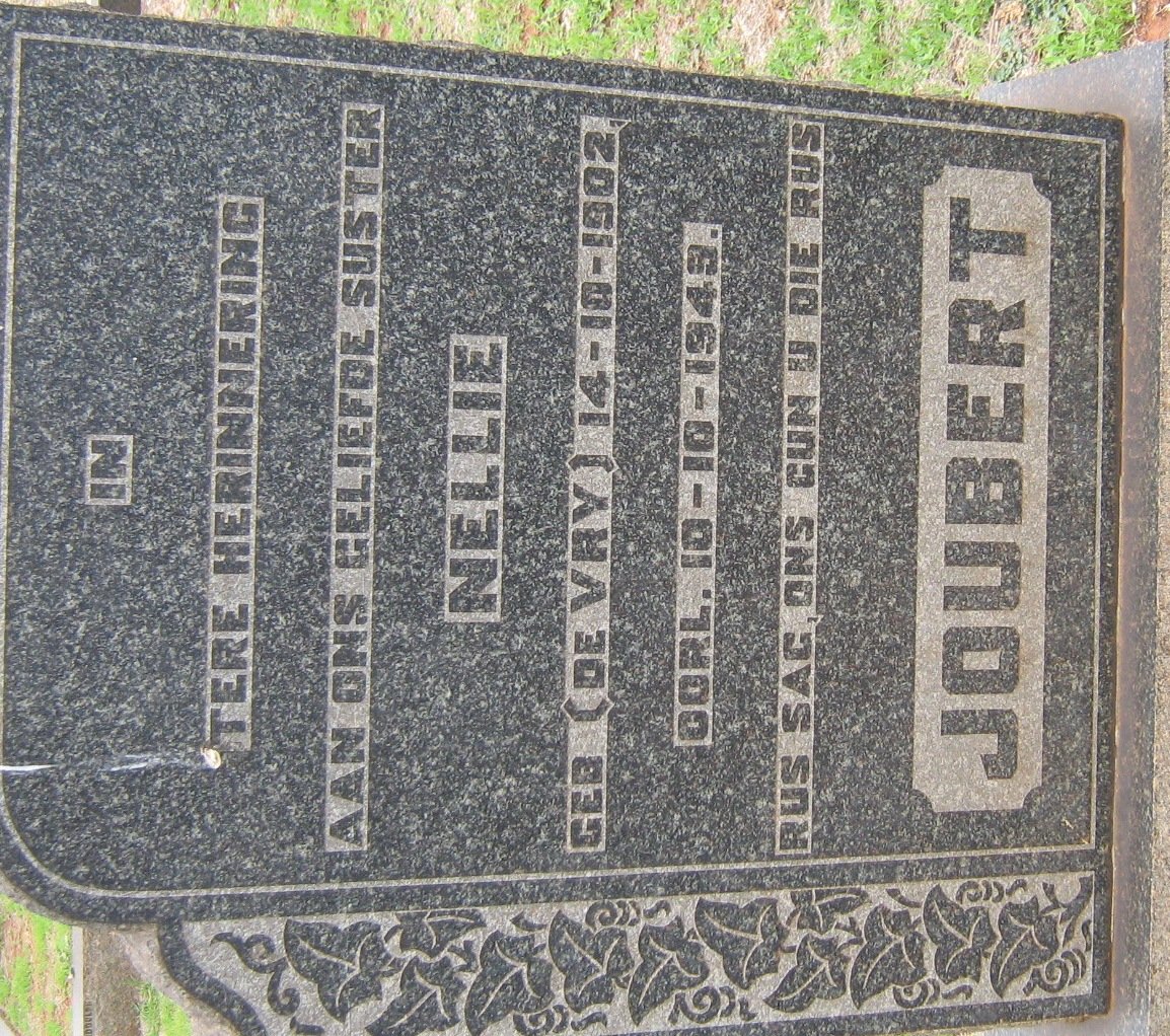 JOUBERT Nellie nee DE VRY 1902-1949