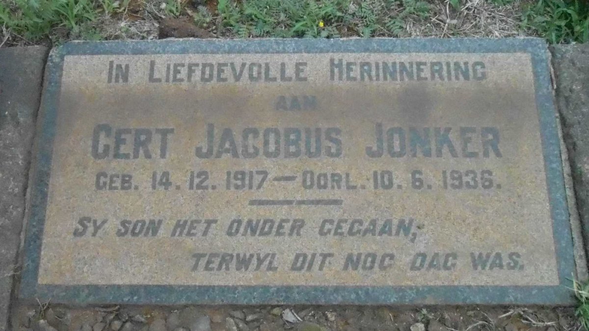 JONKER Gert Jacobus 1917-1936