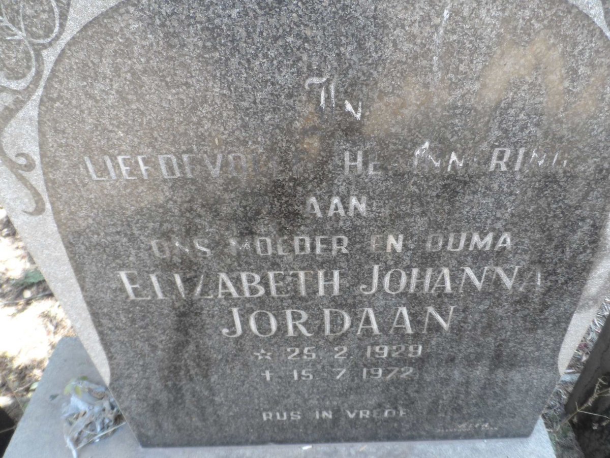JORDAAN Elizabeth Johanna 1929-1972